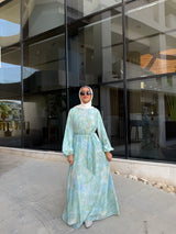 Chiffon Accordion Dress - Green Tiedye