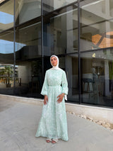 Chiffon Accordion Dress - Floral Green