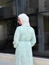 Chiffon Accordion Dress - Floral Green