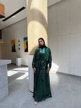 Sequin Draped Dress - Green