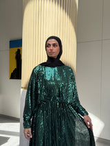 Sequin Draped Dress - Green