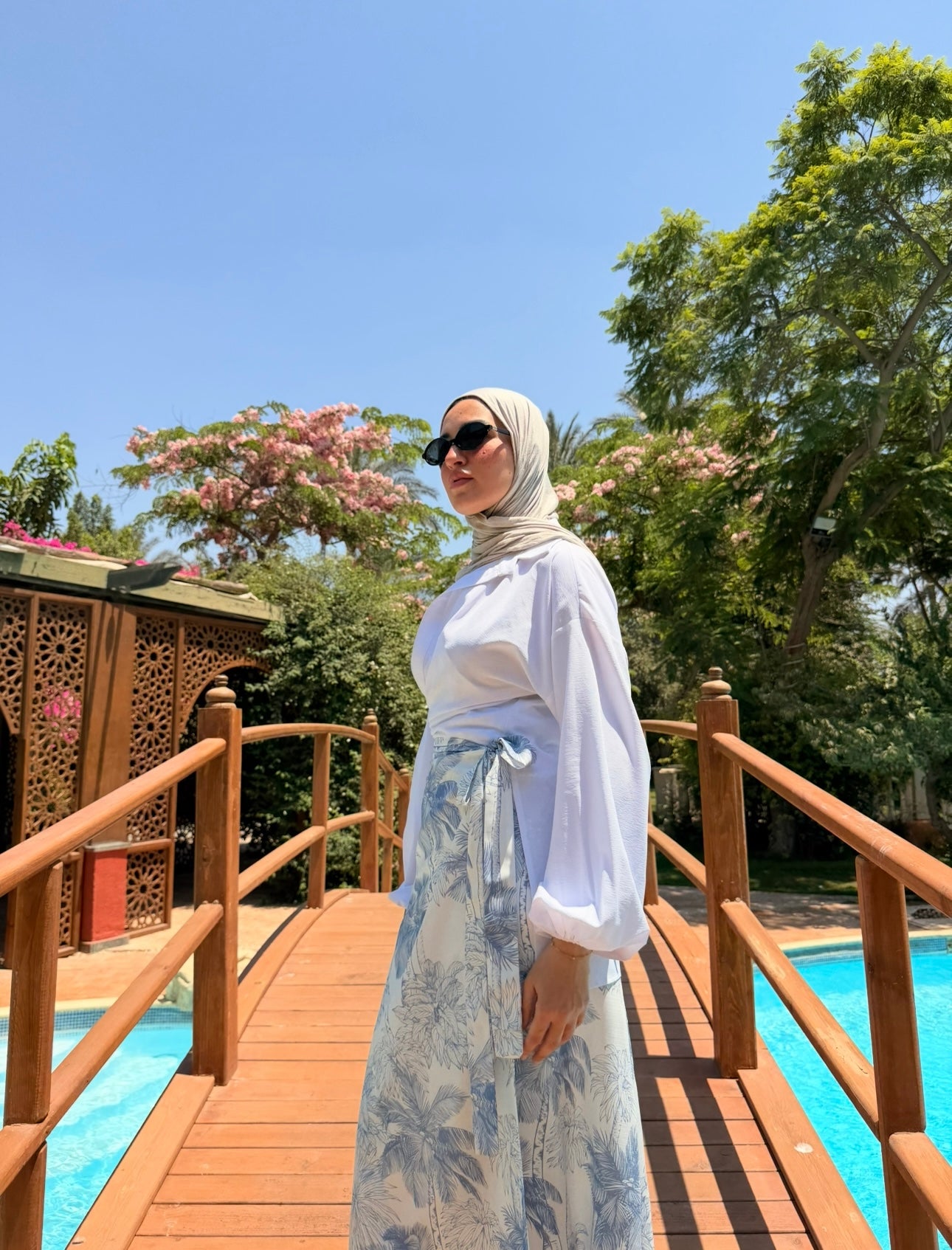 Printed Wrap Skirt -Palms