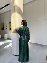 Sequin Draped Dress - Green