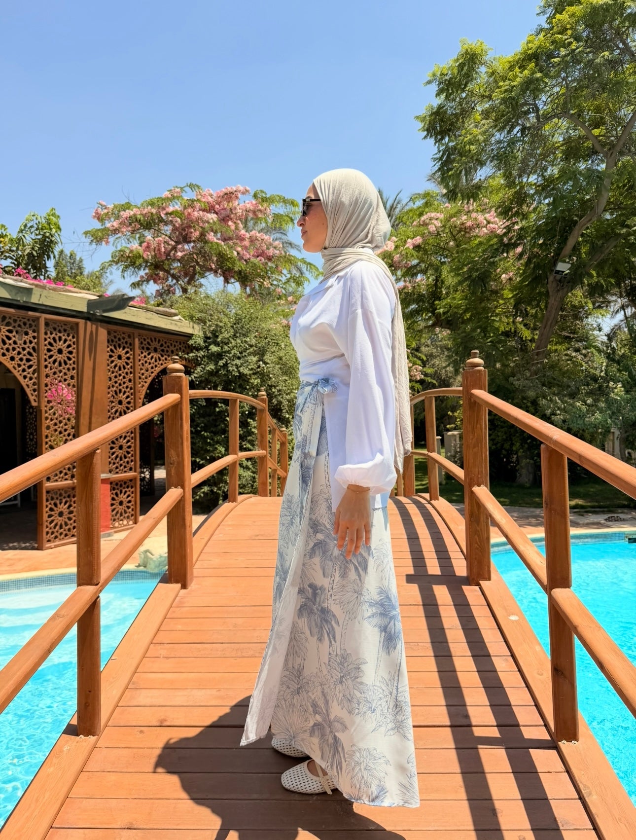 Printed Wrap Skirt -Palms