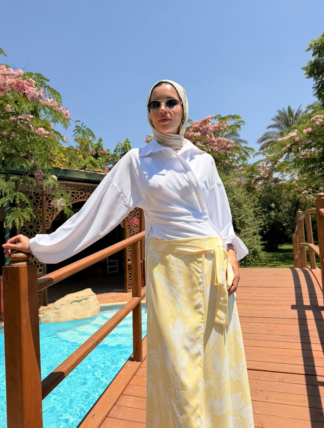 Printed Wrap Skirt -Tropical Yellow