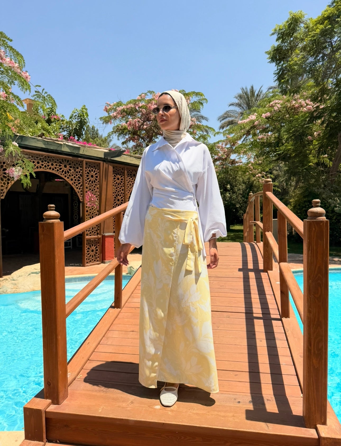 Printed Wrap Skirt -Tropical Yellow