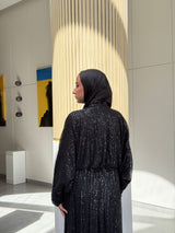 Sequin Draped Dress - Black