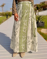 Linen Wrap Skirt-Olive