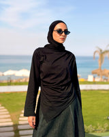 Asymmetric Cotton Blouse - Black