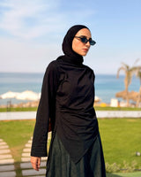 Asymmetric Cotton Blouse - Black