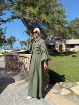 Pleated Front Dress - Olive