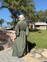 Pleated Front Dress - Olive