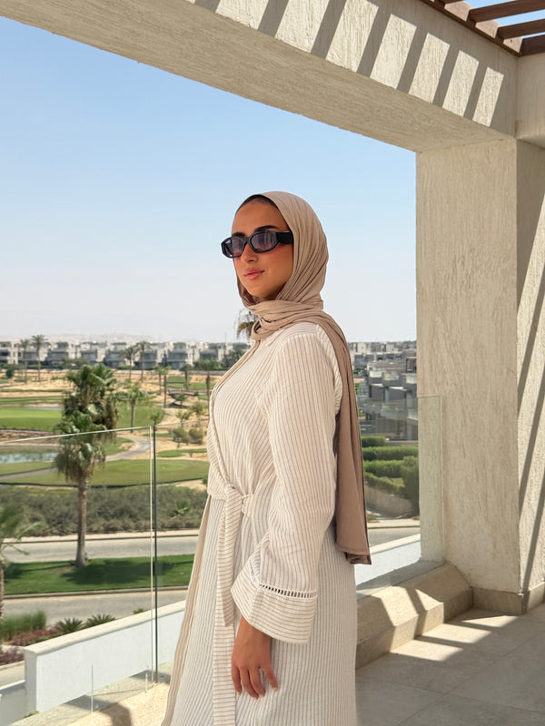 Striped Wrap Blouse - Beige*White