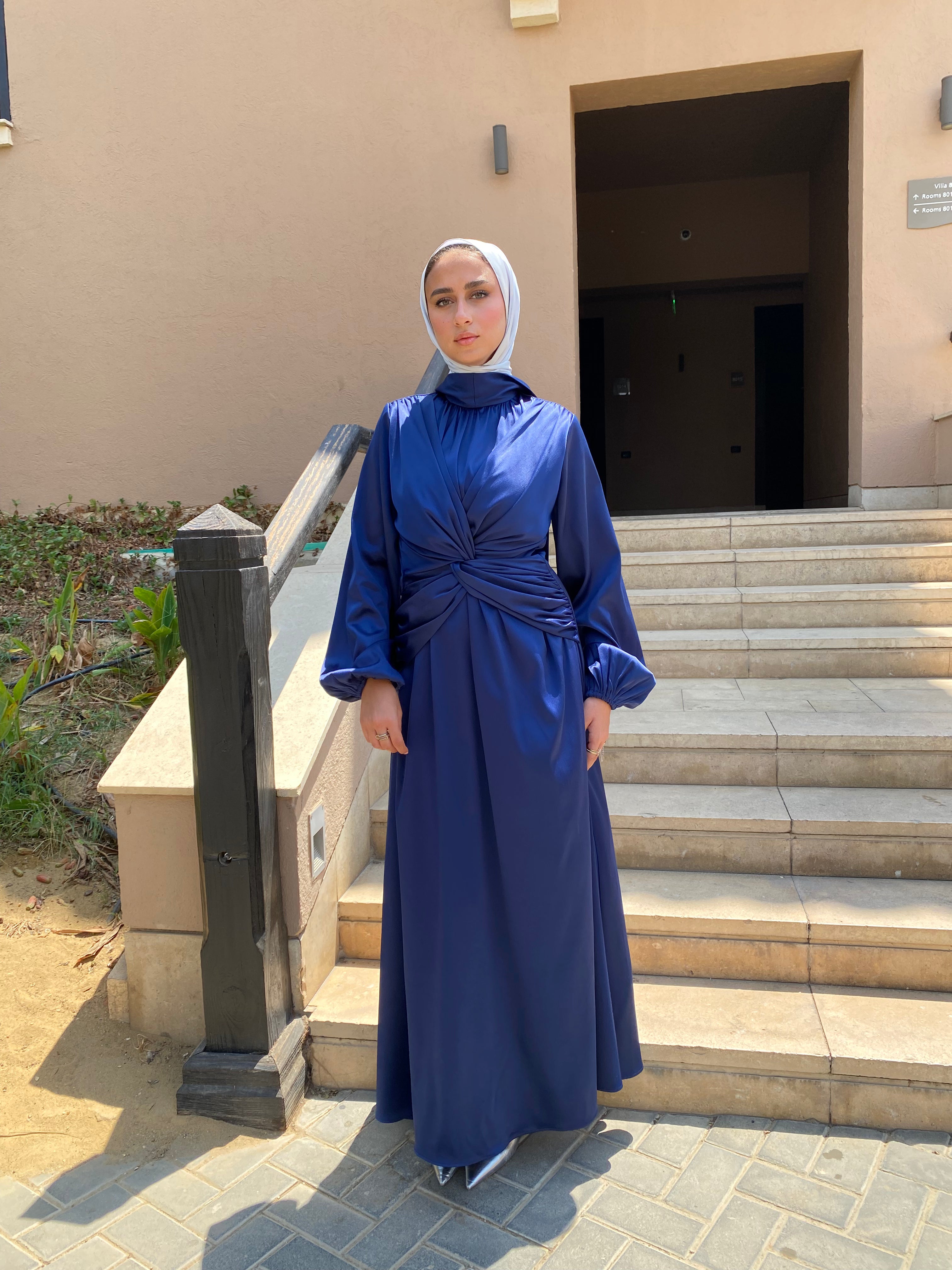 Draped Knot Dress - Dark Blue (Available at stores only)