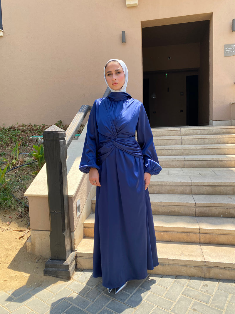 Draped Knot Dress - Dark Blue (Available at stores only)