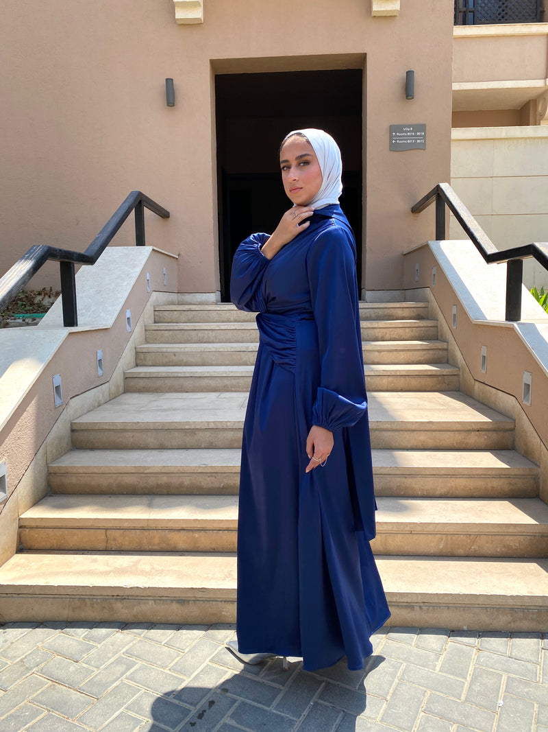 Draped Knot Dress - Dark Blue (Available at stores only)