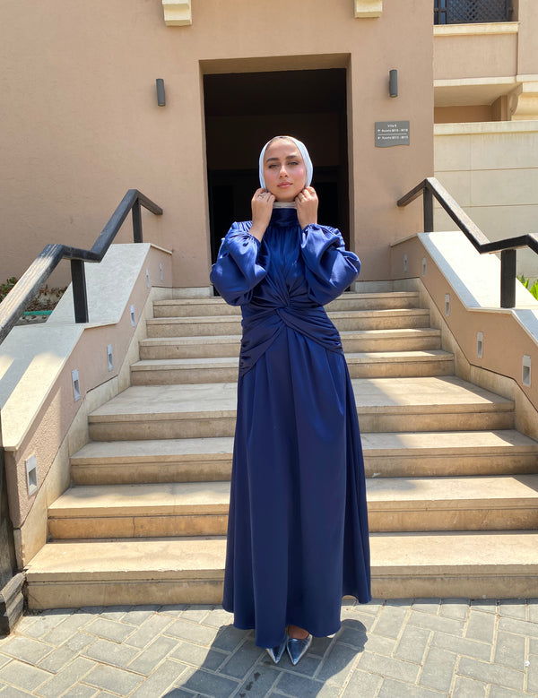 Draped Knot Dress - Dark Blue (Available at stores only)