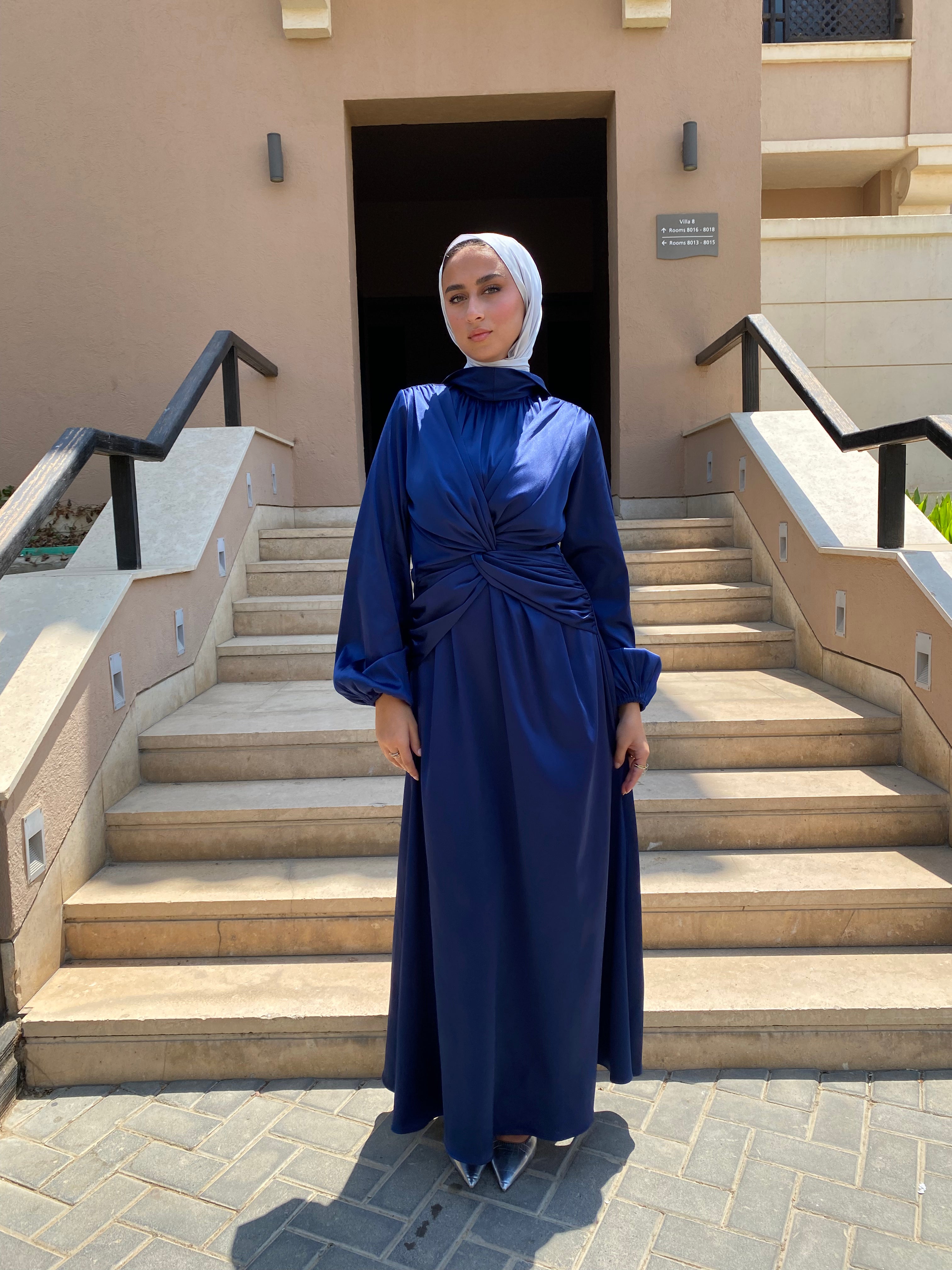 Draped Knot Dress - Dark Blue (Available at stores only)