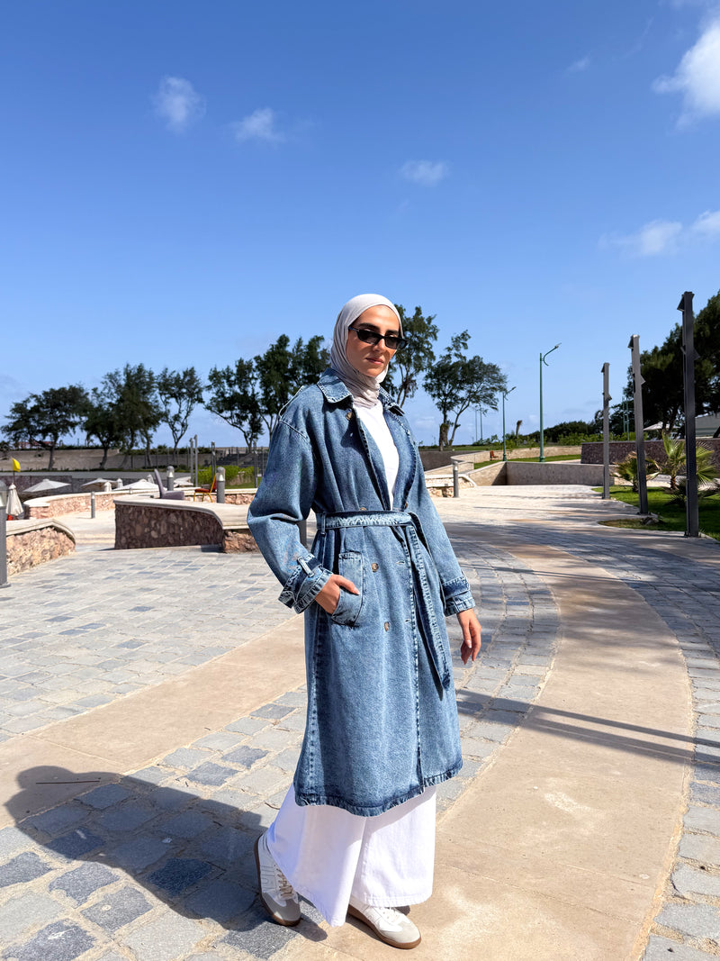 Denim Trench Jacket - Blue