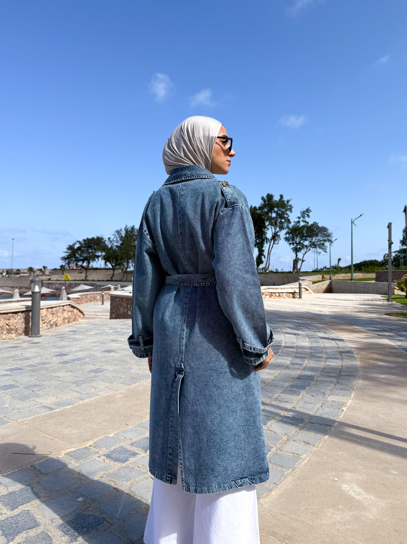 Denim Trench Jacket - Blue