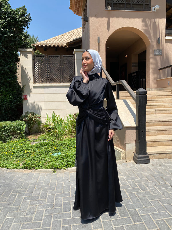 Draped Knot Dress - Black (Available at stores only)