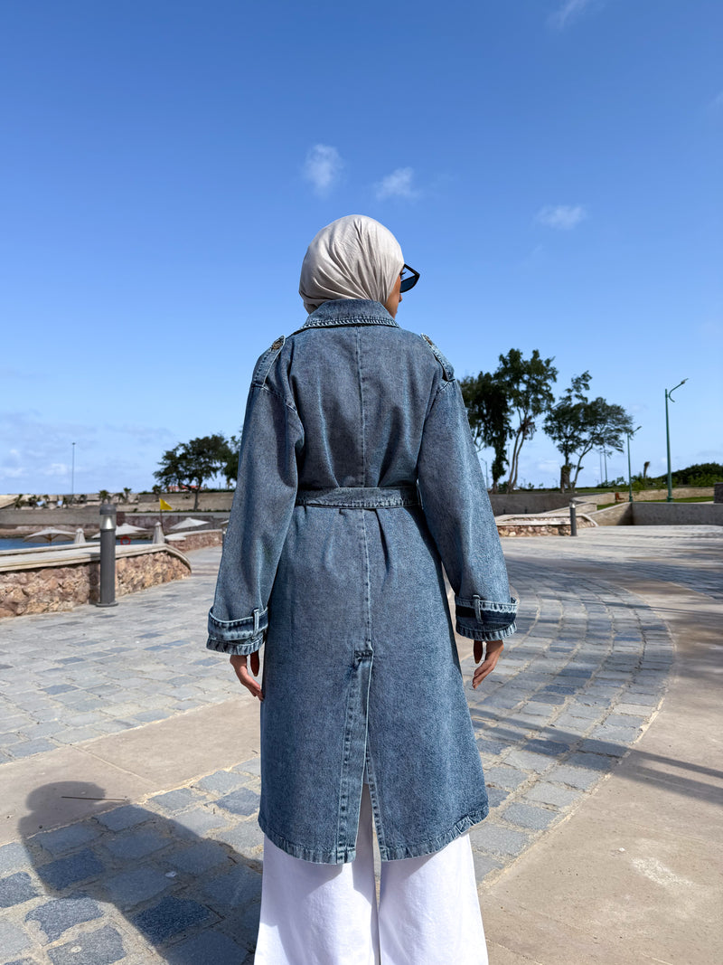 Denim Trench Jacket - Blue
