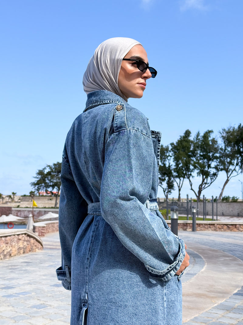 Denim Trench Jacket - Blue
