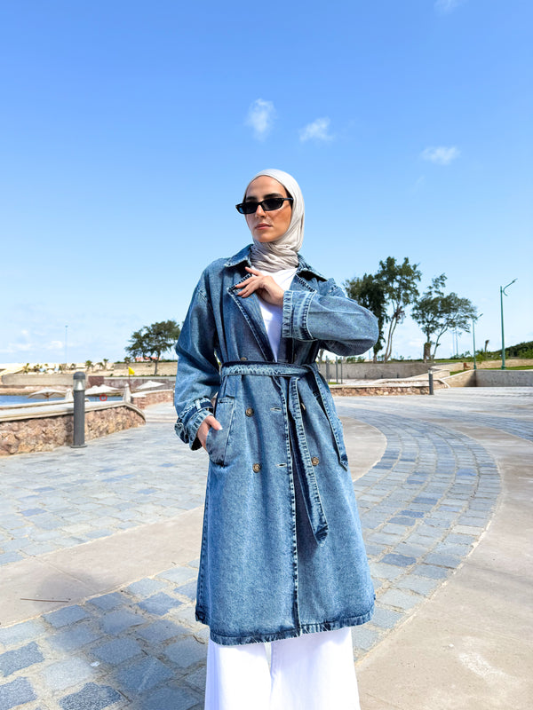 Denim Trench Jacket - Blue