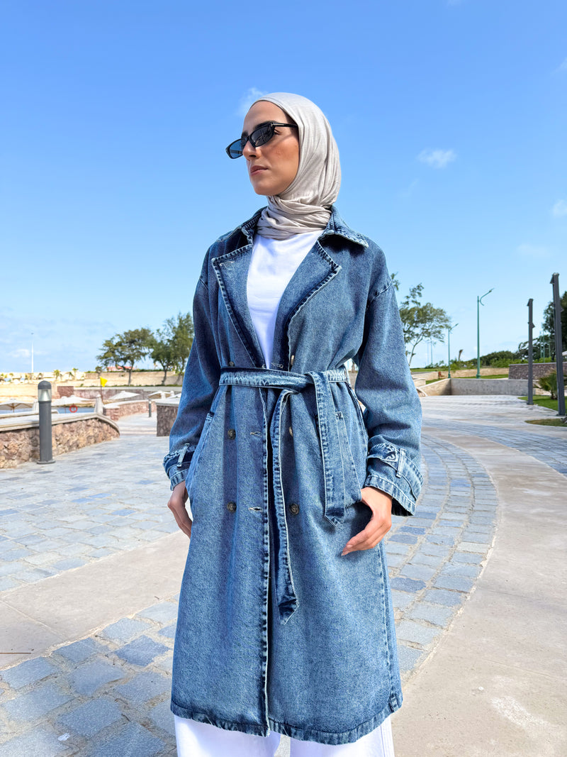 Denim Trench Jacket - Blue