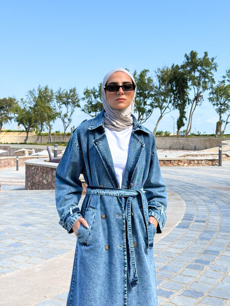 Denim Trench Jacket - Blue