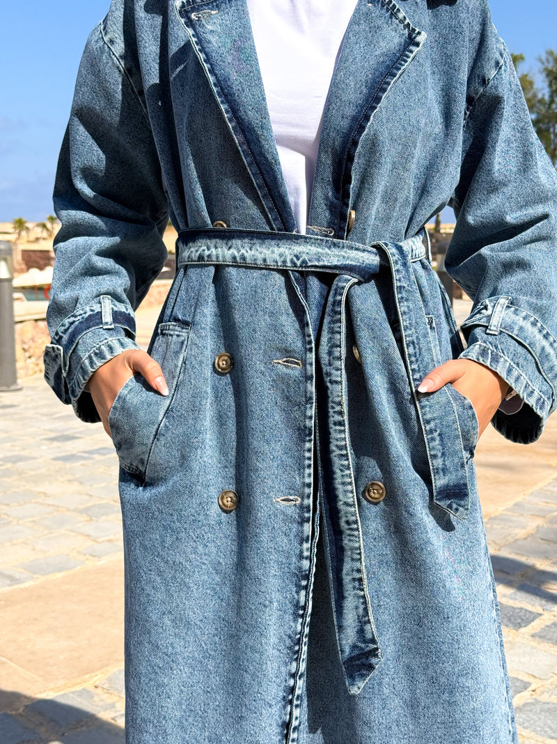 Denim Trench Jacket - Blue