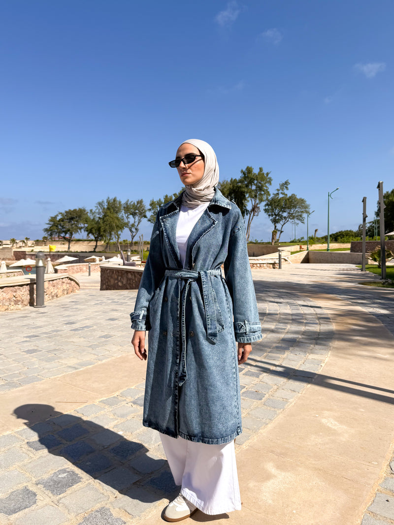 Denim Trench Jacket - Blue