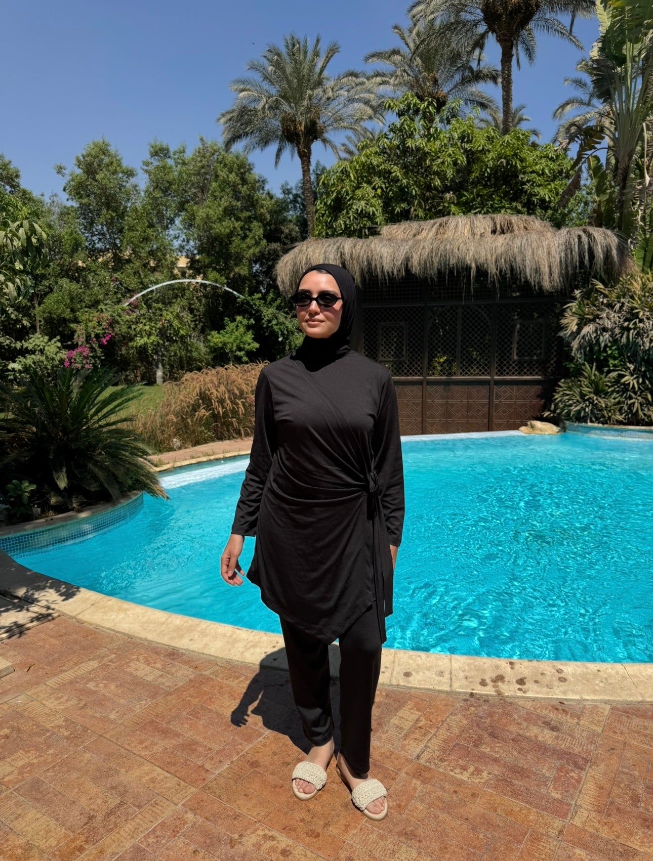 Burkini Draped With Draw strings - Black
