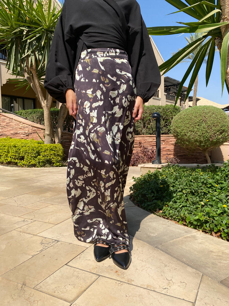 Satin Printed Skirt - Mint