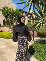 Satin Printed Skirt - Mint