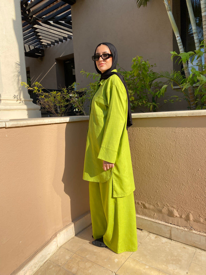 Stitched Linen Shirt - Lime