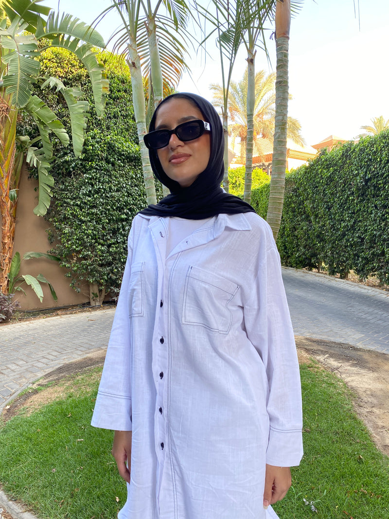 Stitched Linen Shirt - White