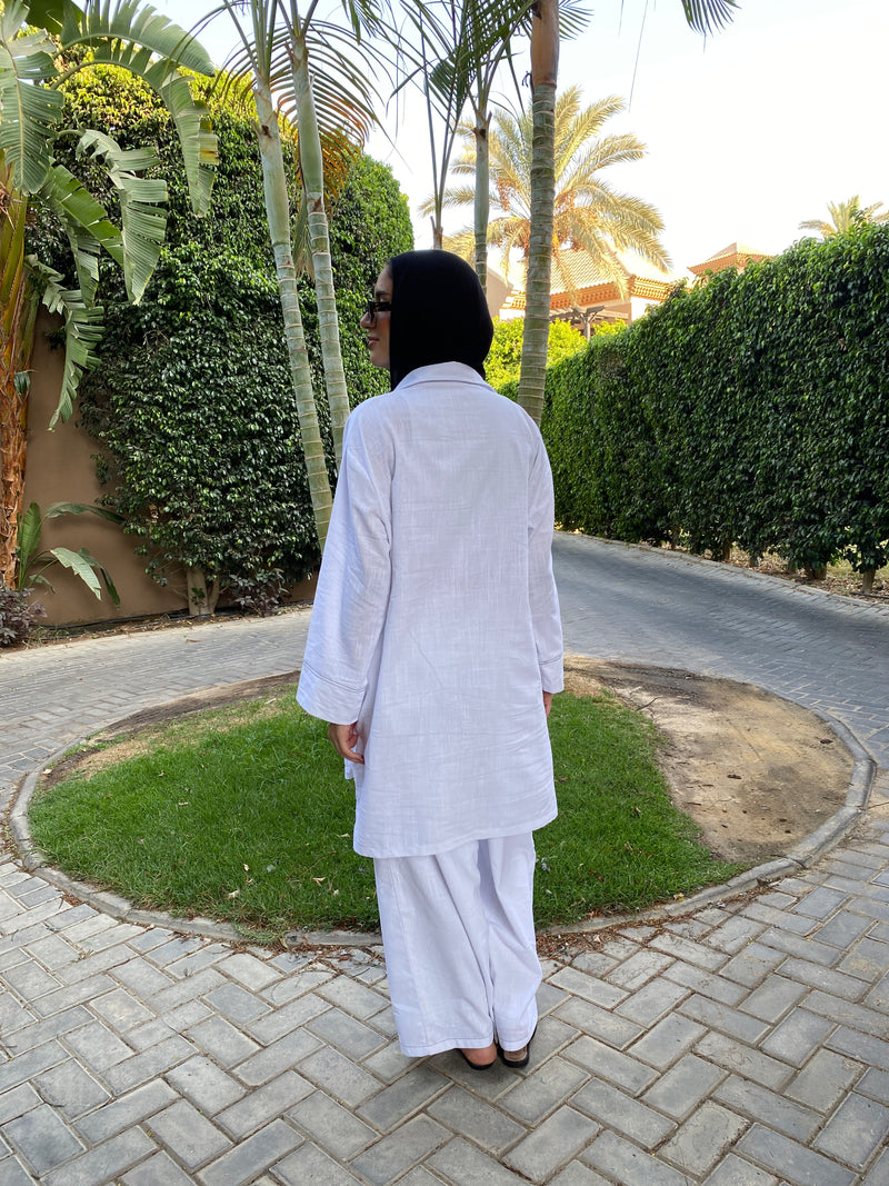Stitched Linen Shirt - White
