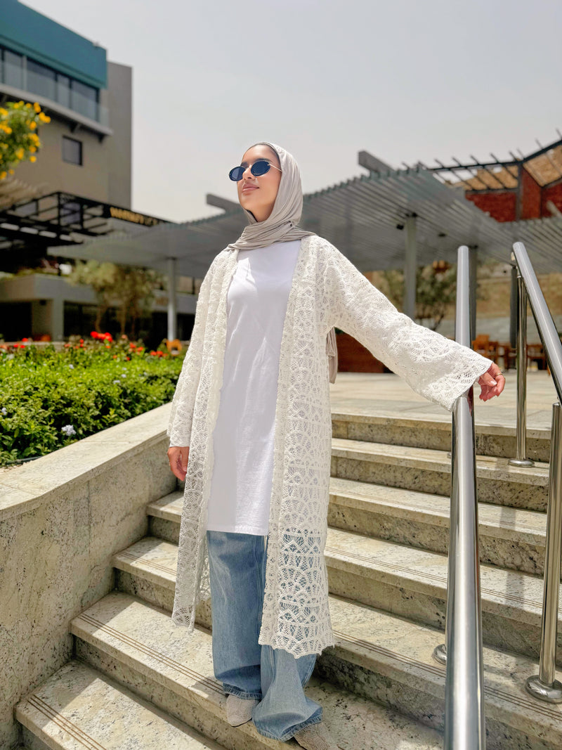 Lace Kimono - White