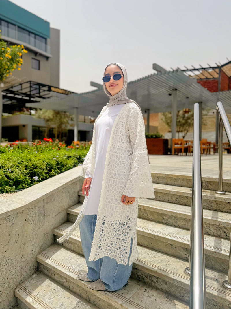 Lace Kimono - White