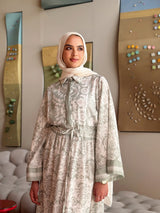 Floral Linen Dress - Mint