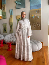 Floral Linen Dress - Beige