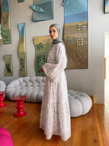Floral Linen Dress - Beige