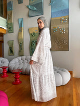 Floral Linen Dress - Beige