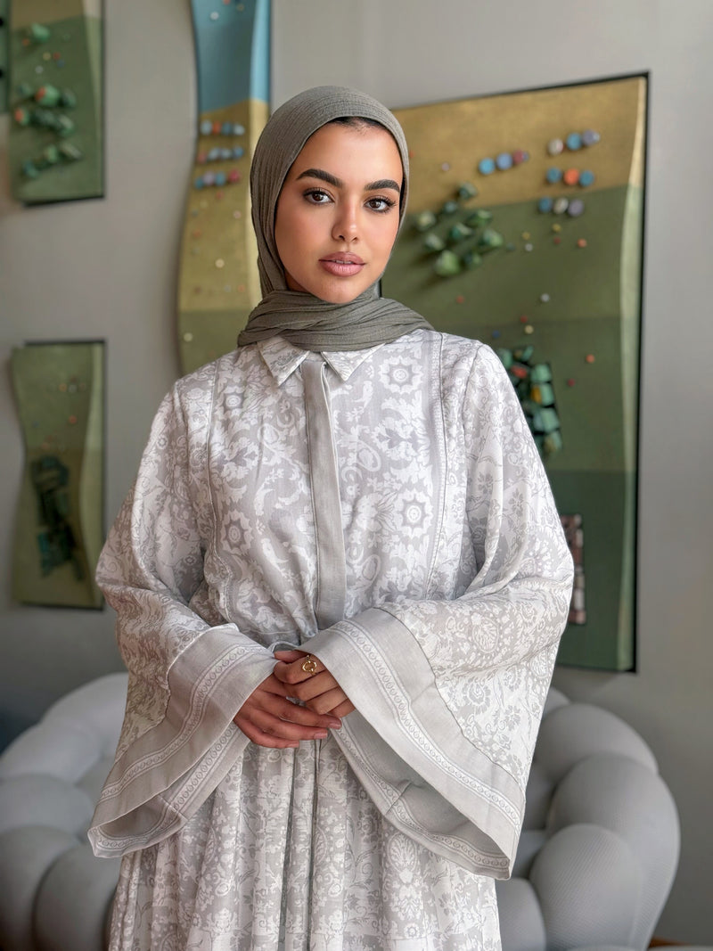 Floral Linen Dress - Beige