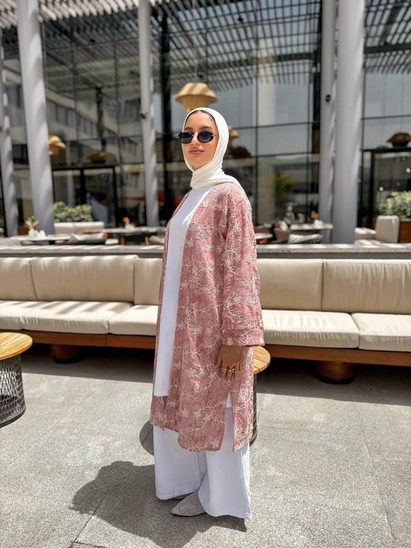 Colored Broderie Kimono - Rose