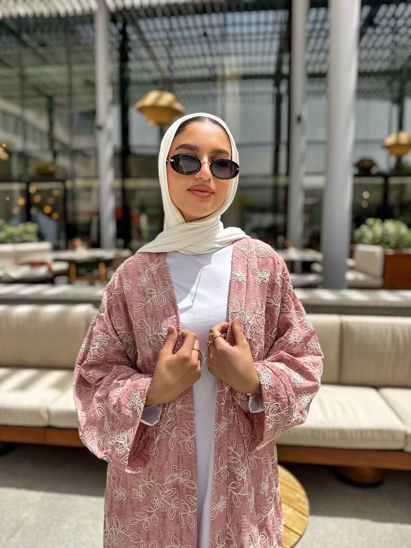 Colored Broderie Kimono - Rose