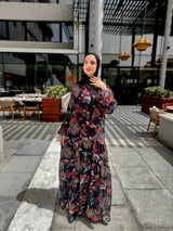 Tiered Chiffon Dress - Black
