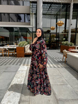 Tiered Chiffon Dress - Black
