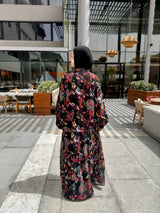 Tiered Chiffon Dress - Black